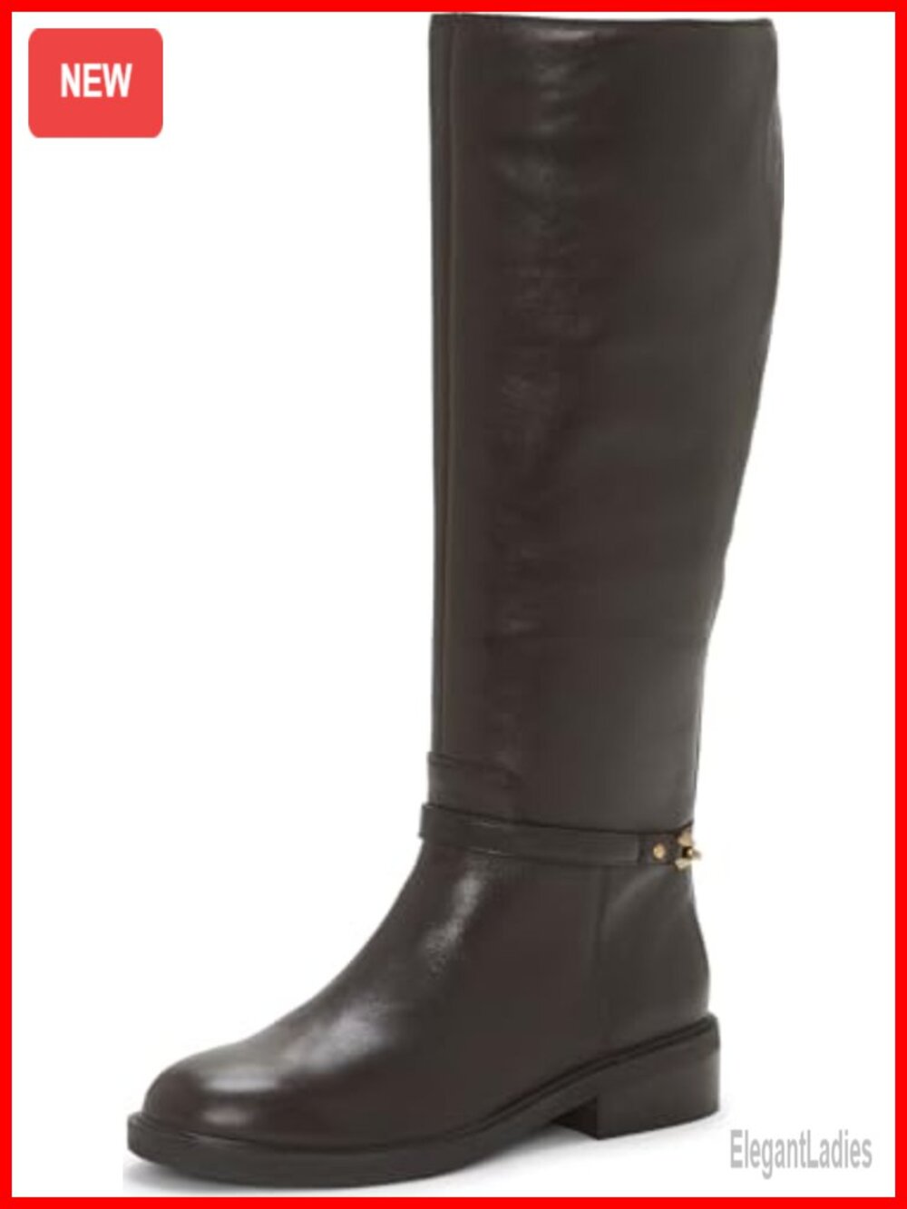 Knee High Riding Boots Leather Almond Toe Flat Heel Zip
